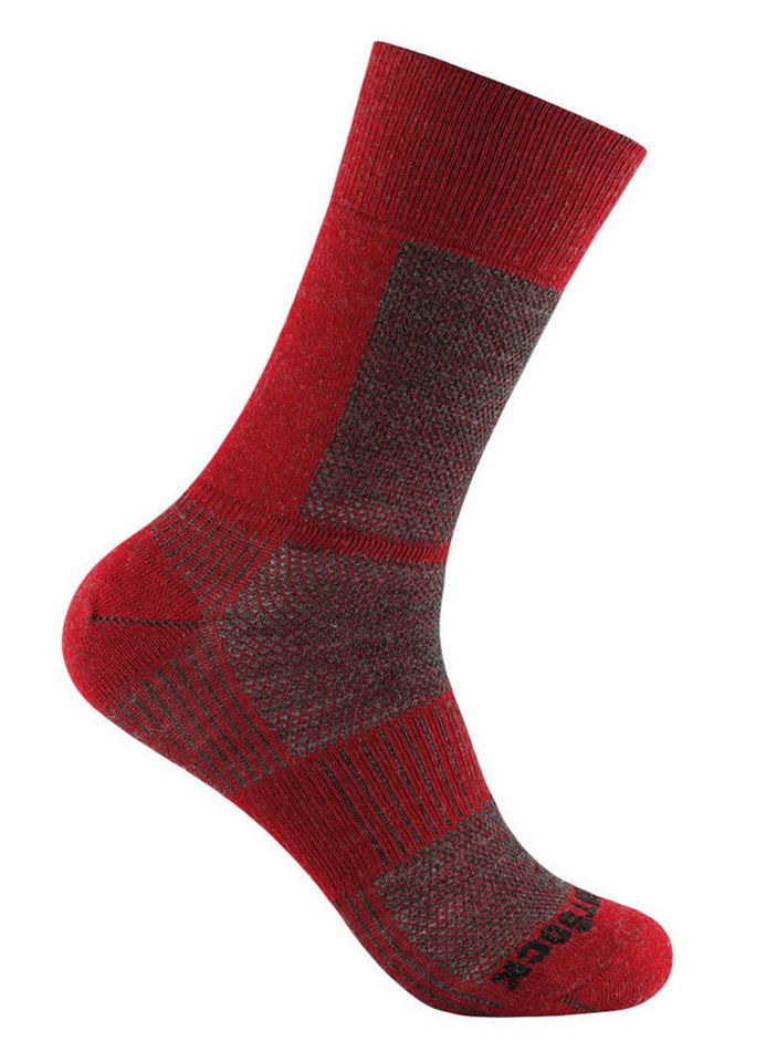 Wrightsock Wandersocken Crew Merino Coolmesh II (dünn, Merinowolle) rot - 1 Paar von Wrightsock