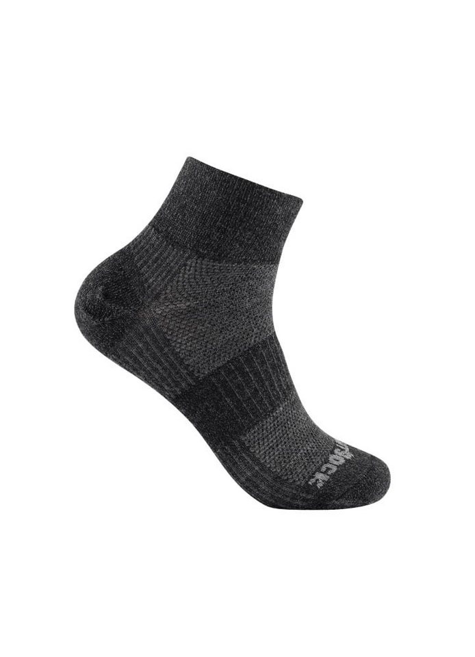 Wrightsock Wandersocken Quarter Merino Coolmesh II (dünn, Merinowolle) grau/schwarz - 1 Paar von Wrightsock
