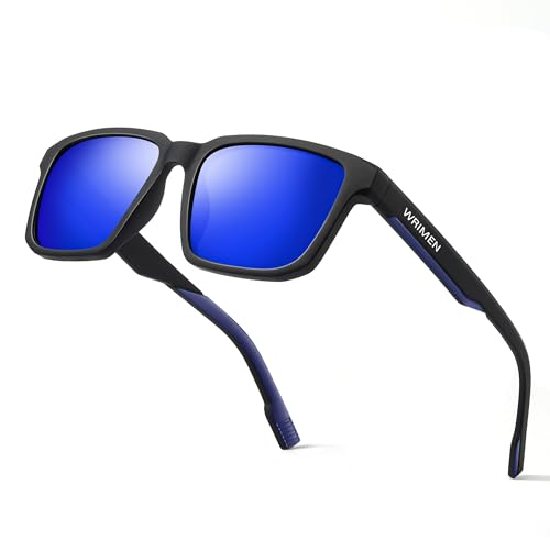 Wrimen Polarisiert-Sonnenbrille-Unisex-Sonnenbrille-Herren-Damen-Sonnenbrillen-Sonnenbrille Schwarz-UV400 Schutz Retro Klassische Polarisierte Sonnen brille für Reisen Camping von Wrimen