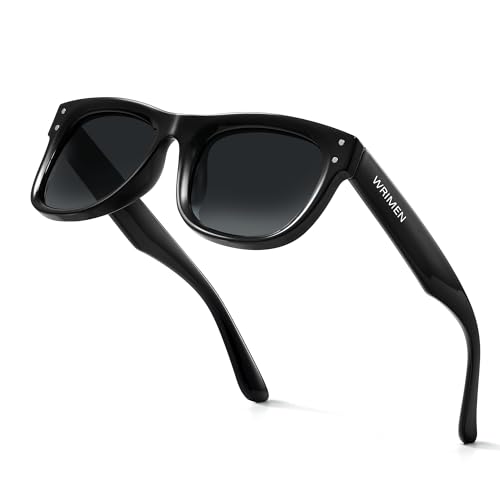 Wrimen Polarisiert-Sonnenbrille-Unisex-Sonnenbrille-Herren-Damen-Sonnenbrillen-Sonnenbrille Schwarz-UV400 Schutz Retro Klassische Polarisierte Sonnen brille für Reisen Camping von Wrimen