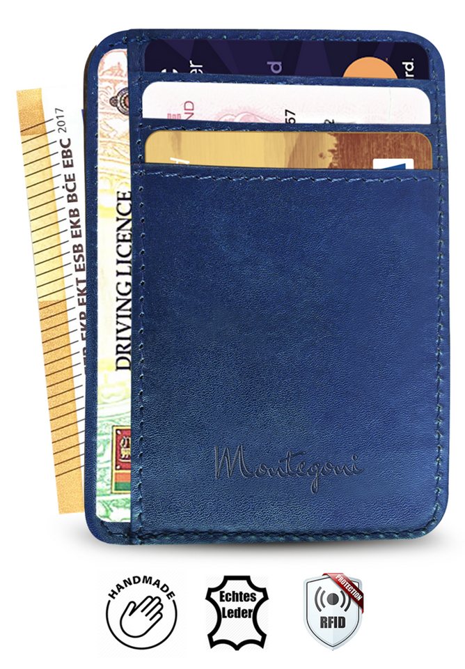 Wrischan Kartenetui 100% Echtleder Kartenetui SEHR Slim und FLACH Kreditkartenetui (Slim Wallet), Kartenhalter für bis zu 12 Kreditkarten, Brieftasche, Mini Geldbörse von Wrischan