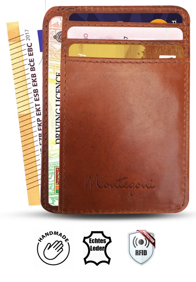 Wrischan Kartenetui 100% Echtleder Kartenetui SEHR Slim und FLACH Kreditkartenetui (Slim Wallet), Kartenhalter für bis zu 12 Kreditkarten, Brieftasche, Mini Geldbörse von Wrischan