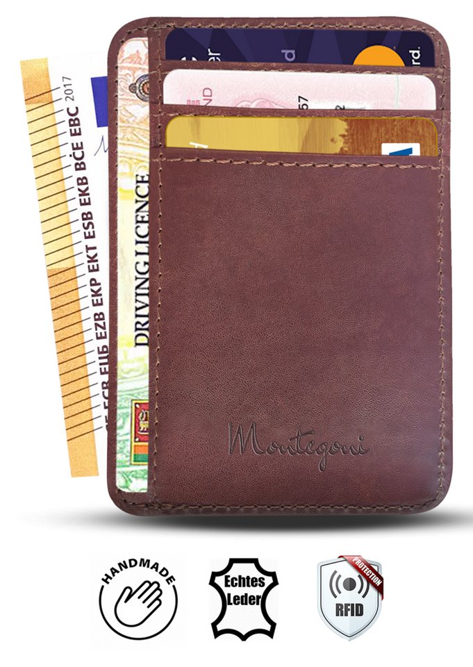 Wrischan Kartenetui 100% Echtleder Kartenetui SEHR Slim und FLACH Kreditkartenetui (Slim Wallet), Kartenhalter für bis zu 12 Kreditkarten, Brieftasche, Mini Geldbörse von Wrischan