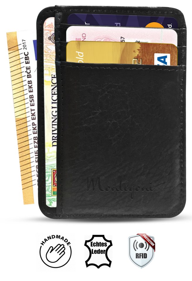 Wrischan Kartenetui 100% Echtleder Kartenetui SEHR Slim und FLACH Kreditkartenetui (Slim Wallet), Kartenhalter für bis zu 12 Kreditkarten, Brieftasche, Mini Geldbörse von Wrischan