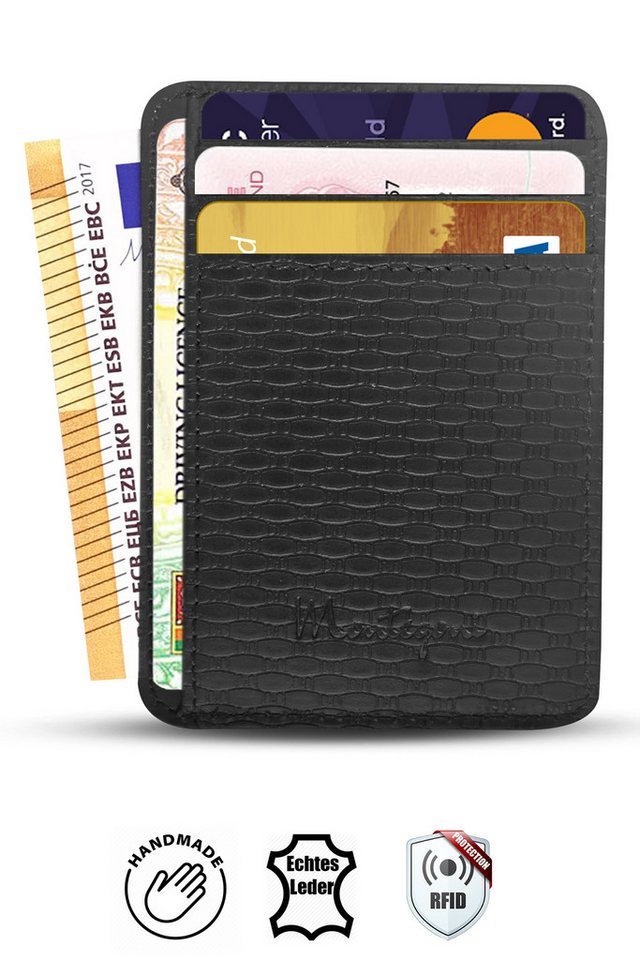 Wrischan Kartenetui 100% Echtleder Kartenetui SEHR Slim und FLACH Kreditkartenetui (Slim Wallet), Kartenhalter für bis zu 12 Kreditkarten, Brieftasche, Mini Geldbörse von Wrischan