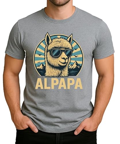 Alpapa – Lustiges Alpaka mit Sonnenbrille Design – Witziges Geschenk für Väter & Männer – Retro Vintage Tiermotiv Herren Männer T-Shirt von WriteFusion