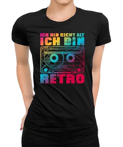 Ich Bin Nicht alt ich Bin Retro Bunt - Iustiges 80er Jahre Outfit mit Retro Spruch – Perfekt für Mottoparty, Festival & Vintage Fans – Neon Look im Oldschool Style Damen Frauen T-Shirt Ich Bin Nicht alt ich Bin Retro Bunt - Iustiges 80er Jahre Outfit mit Retro Spruch – Perfekt für Mottoparty, Festival & Vintage Fans – Neon Look im Oldschool Style Damen Frauen T-Shirt von WriteFusion