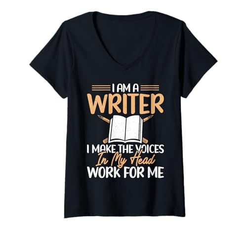 Damen Ich Bin EIN Autor, ich Lasse The Voices für Mich Arbeiten. Autor T-Shirt mit V-Ausschnitt Damen Ich Bin EIN Autor, ich Lasse The Voices für Mich Arbeiten. Autor T-Shirt mit V-Ausschnitt von Writer Gifts & Writing Gifts