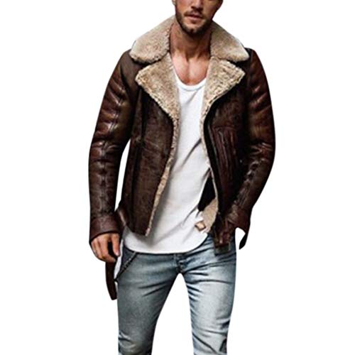 Writtian Lederjacke Herren Schwarz Slim Fit Winter Parka Männer Retro Leicht Warme Teddyfell Fellkragen Jacke Outdoor Winterjacke Bikerjacke Distressed Kunstleder Vintage Lederjacke von Writtian Herren