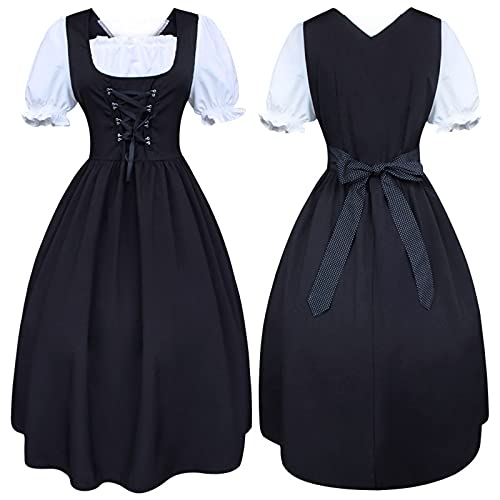 Writtian Damen Bayerisches Bierfest Kostüme Frauen Oktoberfest Karneval Trachtenkleid Mittelalter Vintage Maidservant Kleid Cosplay Kostüm Mini Dirndl Kleid Sexy Midi-Kleid von Writtian