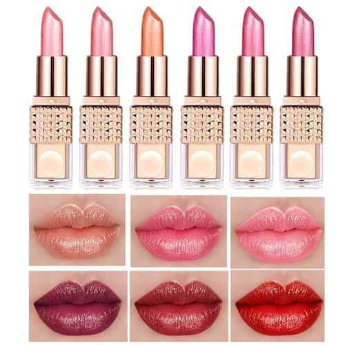 Shimmer Lipstick Set, Moisturizing Tinted Lip Balm, Long-Lasting, Lightweight Metal Gloss, Waterproof Lipgloss Stain Makeup Lip Sticks for Women and Teens and Wedding Bridal von Wrohto