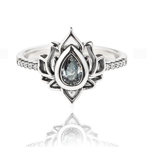 Fuck It And Begin Again Lotus-Ring für Frauen, Lotusblume, hochglanzpolierter, anlaufbeständiger, inspirierender Zirkon-eingelegter Ring, Fuck My Trauma Lotus-Ring (B,US-10) von Wryhaul