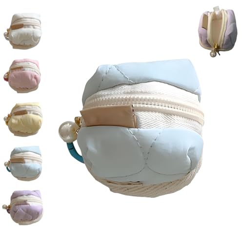 Mini Fluffy Bunny Pouch, weiche Baumwolle Kopfhörer Taschen Münze Geldbeutel mit praktischen Reißverschluss, niedliche Kaninchen Münze Geldbeutel Fluffy (Blau,Einheitsgröße) von Wryhaul