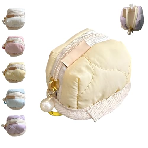 Mini Fluffy Bunny Pouch, weiche Baumwolle Kopfhörer Taschen Münze Geldbeutel mit praktischen Reißverschluss, niedliche Kaninchen Münze Geldbeutel Fluffy (Gelb,Einheitsgröße) von Wryhaul