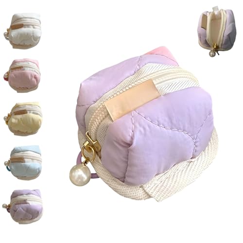 Mini Fluffy Bunny Pouch, weiche Baumwolle Kopfhörer Taschen Münze Geldbeutel mit praktischen Reißverschluss, niedliche Kaninchen Münze Geldbeutel Fluffy (Lila,Einheitsgröße) von Wryhaul