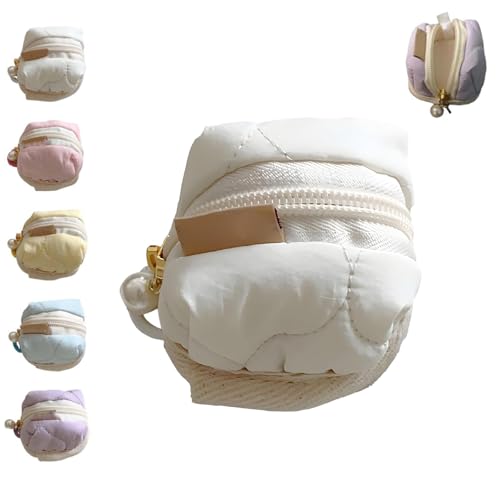 Mini Fluffy Bunny Pouch, weiche Baumwolle Kopfhörer Taschen Münze Geldbeutel mit praktischen Reißverschluss, niedliche Kaninchen Münze Geldbeutel Fluffy (Weiß,Einheitsgröße) von Wryhaul