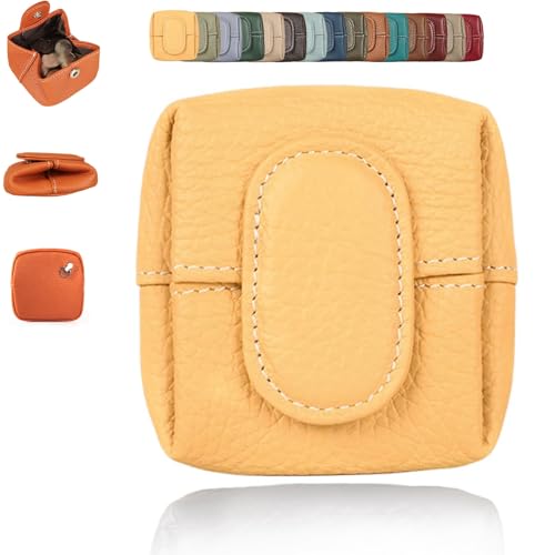 Wryhaul Solide Farbe Mini Münze Geldbeutel, solide Farbe Schnalle Schlüssel Kopfhörer Aufbewahrungstasche, Casual Change Pouch für den täglichen Gebrauch, kleine Münze Geldbeutel (Yellow,One Size) von Wryhaul