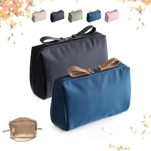 Strealinem Streamline Travel Makeup Pouch für Frauen, tragbare Mini wasserdicht Travel Makeup Pouch für die tägliche Lagerung zu organisieren, Solid Color Makeup Bag (2PCS-A) von Wryhaul