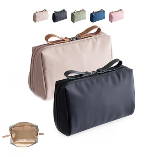 Strealinem Streamline Travel Makeup Pouch für Frauen, tragbare Mini wasserdicht Travel Makeup Pouch für die tägliche Lagerung zu organisieren, Solid Color Makeup Bag (2PCS-C) von Wryhaul