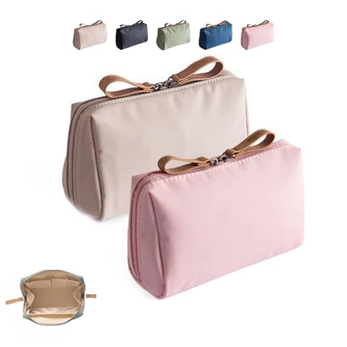 Strealinem Streamline Travel Makeup Pouch für Frauen, tragbare Mini wasserdicht Travel Makeup Pouch für die tägliche Lagerung zu organisieren, Solid Color Makeup Bag (2PCS-D) von Wryhaul