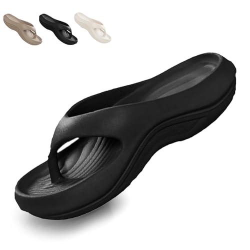 Wryhaul Arch Support Pillow Flip Flops für Frauen, Damen Hausschuhe Indoor und Outdoor Rutschfeste Leichte Sommer Strandschuhe, Damen Flip Flops mit Arch Support (Schwarz,42-43) von Wryhaul
