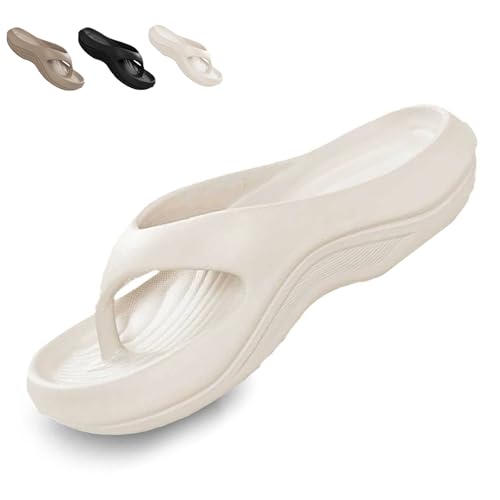 Wryhaul Arch Support Pillow Flip Flops für Frauen, Damen Hausschuhe Indoor und Outdoor Rutschfeste Leichte Sommer Strandschuhe, Damen Flip Flops mit Arch Support (Weiß,40-41) von Wryhaul