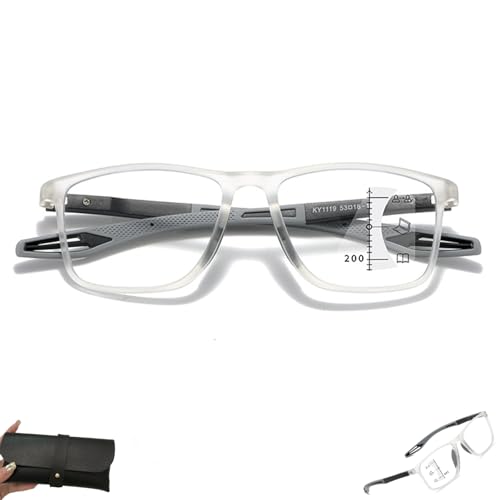 Wryhaul TR90 Modische Silikon Sport Lesebrille Ultraleichte Flexible Anti-Blaulicht Leser Multifokale Lesebrille für Männer (Weiß,+ 2,5,Multi-Fokus) von Wryhaul