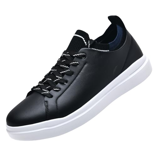 Wryweir Herren Lace-Up Casual Schuhe leichte Flache Schuhe Low-Top Walking Mode Trainer 40 EU Schwarz von Wryweir