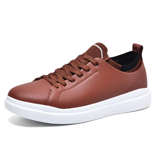 Wryweir Herren Lace-Up Casual Schuhe leichte Flache Schuhe Low-Top Walking Mode Trainer 40 EU Tiefbraun von Wryweir