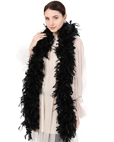 Ws&Wt 100 g Truthahn-Chandelle-Federboa für erwachsene Frauen, Kostüm-Accessoire, Partyzubehör, Schwarz, 2 Yards Ws&Wt 100 g Truthahn-Chandelle-Federboa für erwachsene Frauen, Kostüm-Accessoire, Partyzubehör, Schwarz, 2 Yards von Ws&Wt