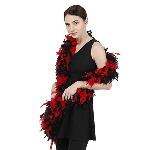 Ws&Wt 80 g Truthahn-Chandelle-Federboa für Damen, Kostümzubehör, Partyzubehör, rot/schwarz, 2 Yards Ws&Wt 80 g Truthahn-Chandelle-Federboa für Damen, Kostümzubehör, Partyzubehör, rot/schwarz, 2 Yards von Ws&Wt