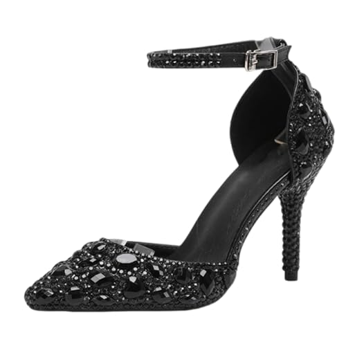 Wsbjbo Damenschuhe Mit Hohem Absatz Und Spitzen Zehen, Pumps Für Party, Abschlussball, Hochzeit, Brautkleid, Einzelne Schuhe,Schwarz,38 EU von Wsbjbo