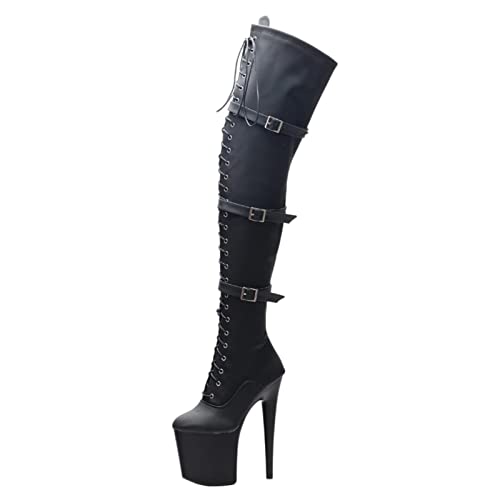 Plateau 20 cm Overknee-Stiefel High Heels Stiefel Hochhackige Stiletto Pole Dance Schuhe Für Dates, Club,Black 2,41 EU von Wsbjbo