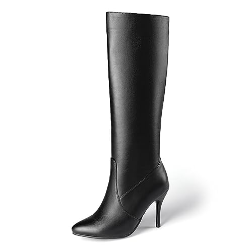 Wsbjbo Damen-Stiefel Mit Hohen Absätzen, Spitzer Zehenbereich, Stiletto-Mode, Herbst Und Winter, 3,5 Zoll Damenstiefel,Schwarz,43 EU von Wsbjbo