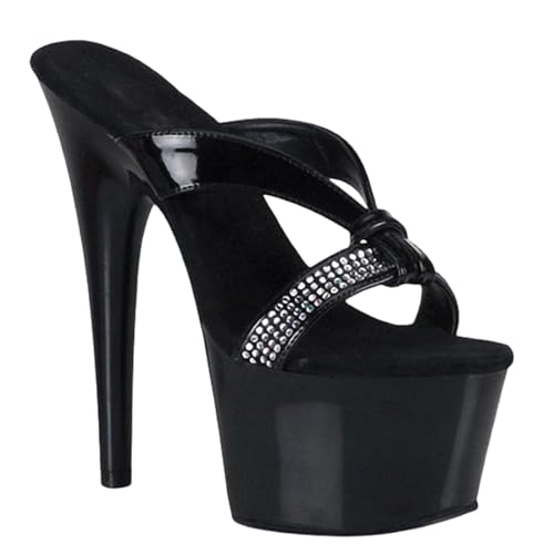 Wsbjbo Hausschuhe 17 Cm/6,69 Zoll Damenmode High Heels Stiletto Heels Plateausandalen Stripper Club Pole Dance Große Größe,Schwarz,38 EU von Wsbjbo