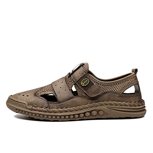 Wsbjbo Plus Size Herren Atmungsaktive Sandalen Sport Outdoor Sommer Herren Strandschuhe Geschlossene Schuhe Riemensandalen Für Herren,Brown1,44 EU von Wsbjbo