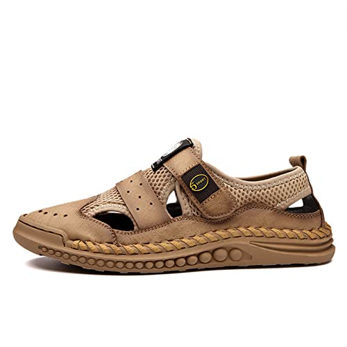 Wsbjbo Plus Size Herren Atmungsaktive Sandalen Sport Outdoor Sommer Herren Strandschuhe Geschlossene Schuhe Riemensandalen Für Herren,Brown2,38 EU von Wsbjbo