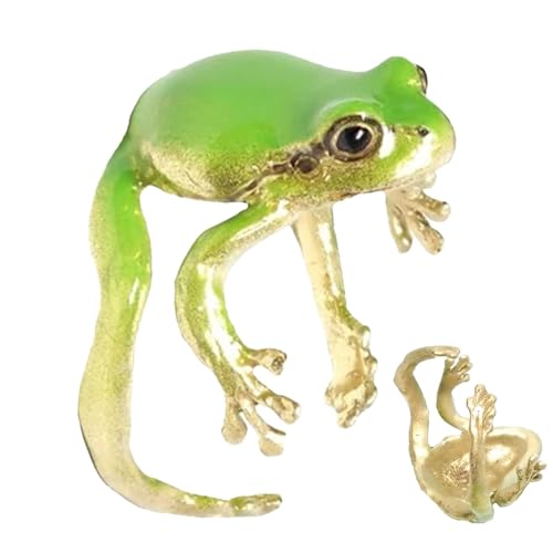Wscwl Verstellbarer Laubfrosch Frosch Ringe Frauen Kreativer Verstellbarer Offener Frosch, Süßer Laubfrosch Für Frauen, Mehrzweck Süße Frosch Ear Cuff Ohrklemme Neuartiger Tier-Fingerring von Wscwl