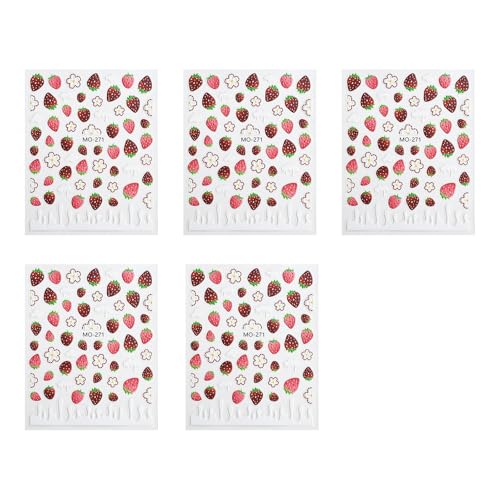 Nägelaufkleber Set Aus 5 Lebendigen Fruchtdesigns Geruchsloser Wasserdichte Kunstabziehungen Für Mädchen Und Teenager Nagelkunstaufkleber von Wsdsgz