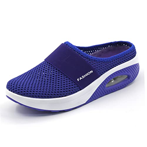 Diabetiker Luftkissen Slip On Walking Schuhe Orthopädische Diabetiker Hausschuhe mit Fußgewölbeunterstützung für Frauen, blau, 39 EU von Wsedper