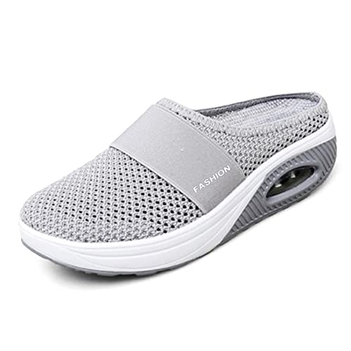 Diabetiker Luftkissen Slip On Walking Schuhe Orthopädische Diabetiker Hausschuhe mit Fußgewölbeunterstützung für Frauen, grau, 42 EU von Wsedper