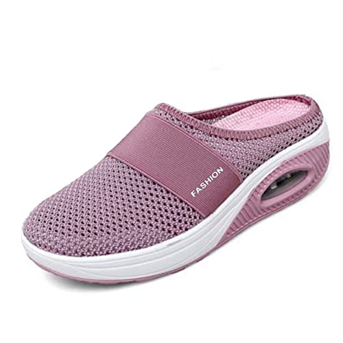 Diabetiker Luftkissen Slip On Walking Schuhe Orthopädische Diabetiker Hausschuhe mit Fußgewölbeunterstützung für Frauen, rose, 42 EU von Wsedper
