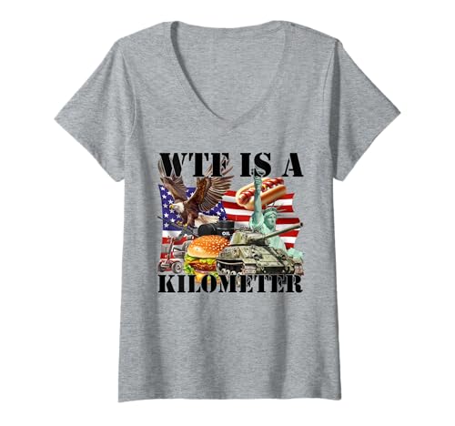 Damen What Is A Kilometer T-Shirt mit V-Ausschnitt Damen What Is A Kilometer T-Shirt mit V-Ausschnitt von Wtf Is A Kilometer