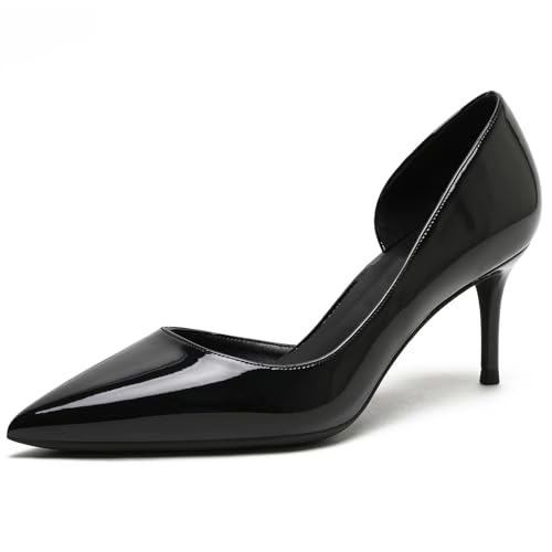 Wtharosa Damen Brautschuhe Hoher Stiletto Absatz D'Orsay Spitz Zehen Court Schuhe Für Cocktailparty Und Abendbankett Glänzendes Lackleder Weiches Futter,Black6cm,38 EU von Wtharosa