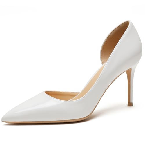 Wtharosa Damen Brautschuhe Hoher Stiletto Absatz D'Orsay Spitz Zehen Court Schuhe Für Cocktailparty Und Abendbankett Glänzendes Lackleder Weiches Futter,White8cm,40 EU Wtharosa Damen Brautschuhe Hoher Stiletto Absatz D'Orsay Spitz Zehen Court Schuhe Für Cocktailparty Und Abendbankett Glänzendes Lackleder Weiches Futter,White8cm,40 EU von Wtharosa