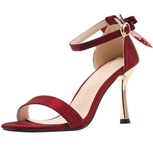 Wtharosa Damen Elegante Sandalen Mit Knöchelriemen Schwarzer Wildleder Goldener Metallabsatz Schleifen Detail Bequeme Hochzeit Party Abendkleid Schuhe,Burgundy,42 EU Wtharosa Damen Elegante Sandalen Mit Knöchelriemen Schwarzer Wildleder Goldener Metallabsatz Schleifen Detail Bequeme Hochzeit Party Abendkleid Schuhe,Burgundy,42 EU von Wtharosa