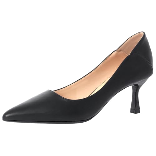 Wtharosa Damen Klassische Pumps Mit Spitzem Zehen Aus Leder Kitten Heel Berufliche Büro Schuhe Für Alltag Arbeit Abend,Black(Heel:6cm),40 EU von Wtharosa