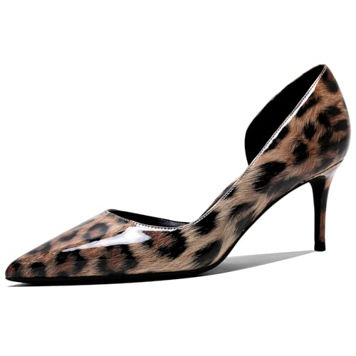 Wtharosa Damen Leoprint Lackleder Stiletto Pumps 6cm/8cm/10cm Spitzschuh D'Orsay inspirierte Schuhe für Büro, Hochzeit, Party und formelle Veranstaltungen,Tort(Heel:6cm),40 EU von Wtharosa