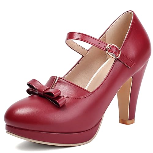 Wtharosa Damen Plateau Mary Jane Pumps Weiße Schleifen Detail Knöchelriemen High Heels Bequeme Abendschuhe Für Hochzeit Party Büro Alltagsoutfits Weiß,Burgundy,48 EU Wtharosa Damen Plateau Mary Jane Pumps Weiße Schleifen Detail Knöchelriemen High Heels Bequeme Abendschuhe Für Hochzeit Party Büro Alltagsoutfits Weiß,Burgundy,48 EU von Wtharosa