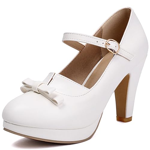Wtharosa Damen Plateau Mary Jane Pumps Weiße Schleifen Detail Knöchelriemen High Heels Bequeme Abendschuhe Für Hochzeit Party Büro Alltagsoutfits Weiß,Weiß,39 EU Wtharosa Damen Plateau Mary Jane Pumps Weiße Schleifen Detail Knöchelriemen High Heels Bequeme Abendschuhe Für Hochzeit Party Büro Alltagsoutfits Weiß,Weiß,39 EU von Wtharosa